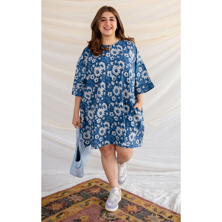 The Indian Ethnic Co. Indigo Dabu Cotton Dress