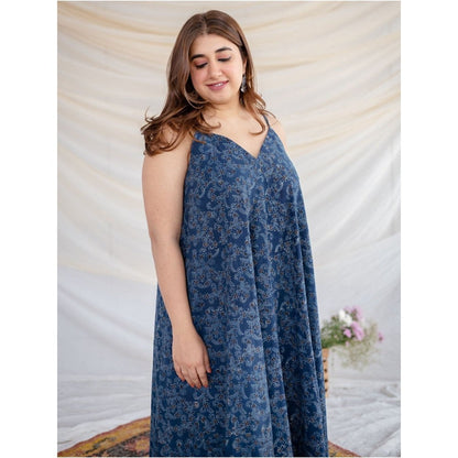 The Indian Ethnic Co. Indigo Ajrakh Cotton Maxi Dress