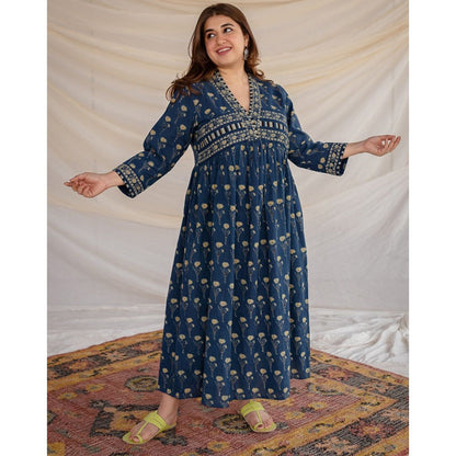 The Indian Ethnic Co. Ajrakh Cotton Maxi Dress