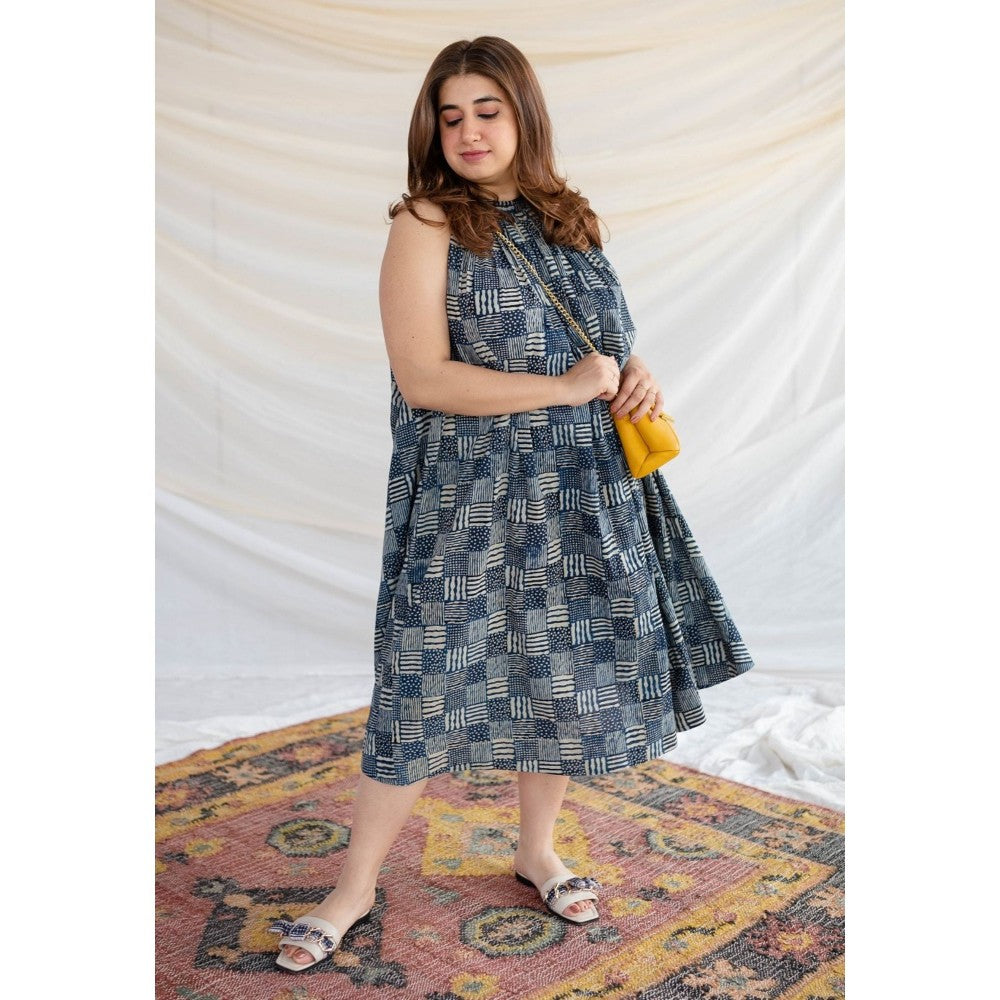 The Indian Ethnic Co. Ajrakh Flared Cotton Dress