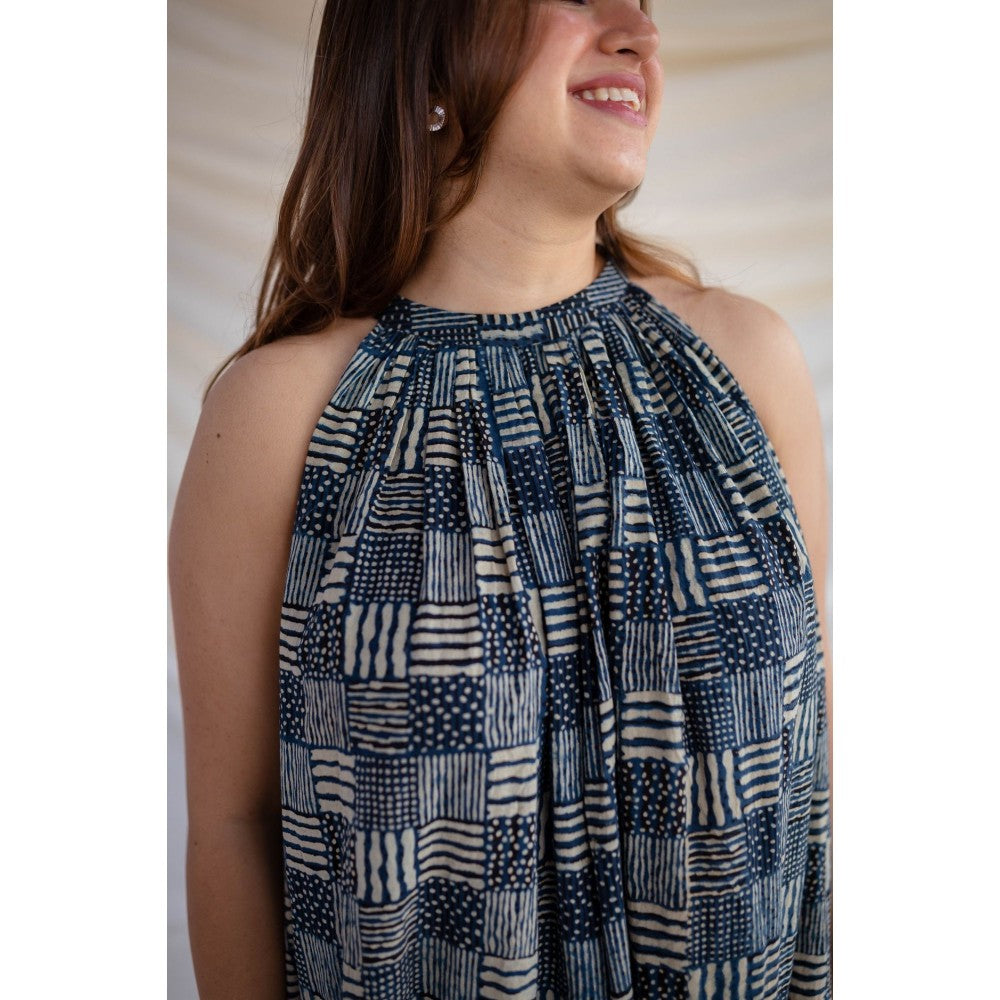 The Indian Ethnic Co. Ajrakh Flared Cotton Dress