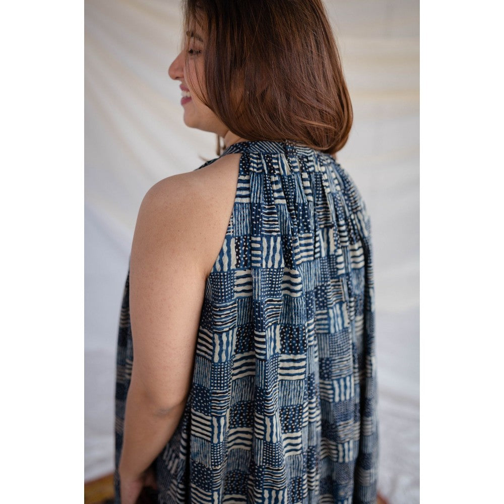 The Indian Ethnic Co. Ajrakh Flared Cotton Dress