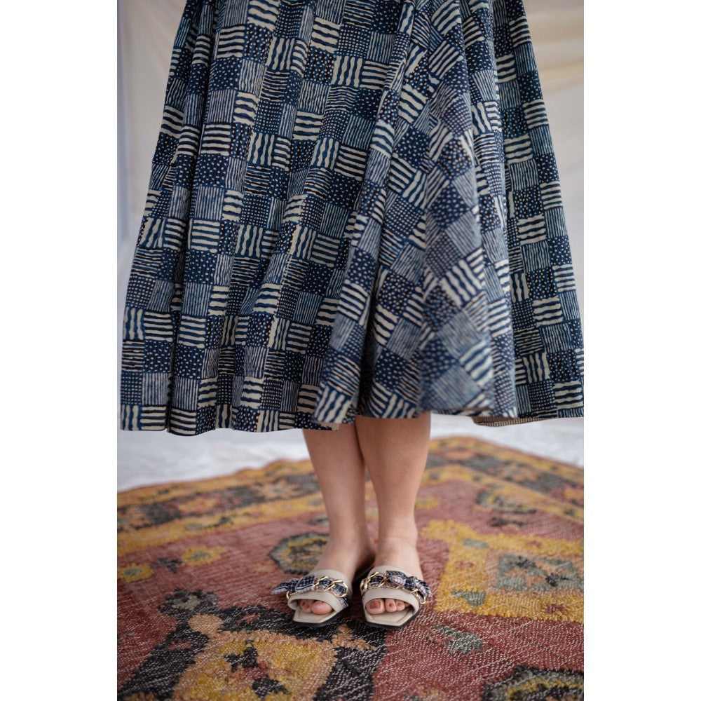 The Indian Ethnic Co. Ajrakh Flared Cotton Dress