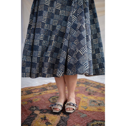 The Indian Ethnic Co. Ajrakh Flared Cotton Dress