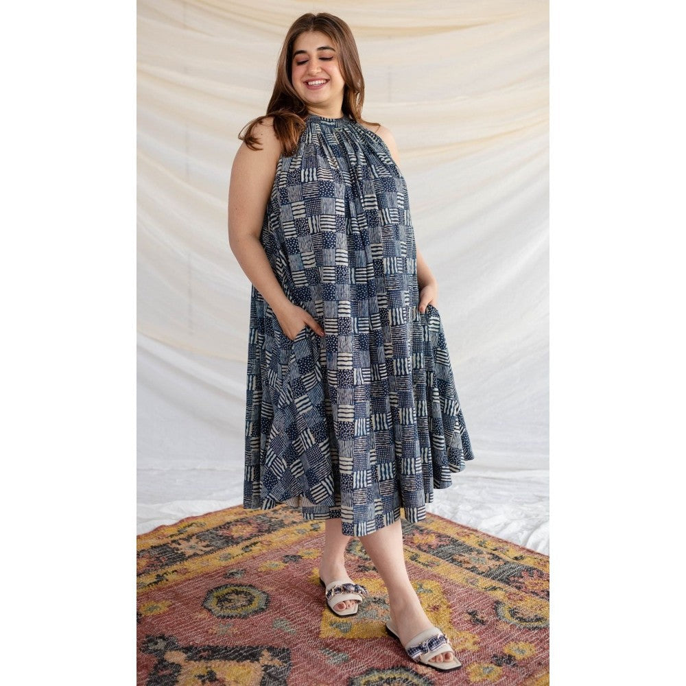The Indian Ethnic Co. Ajrakh Flared Cotton Dress