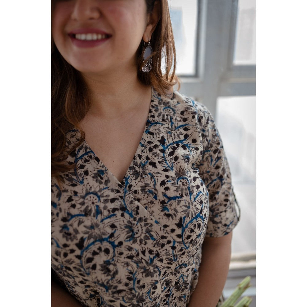 The Indian Ethnic Co. Beige Kalamkari Cotton Maxi Dress