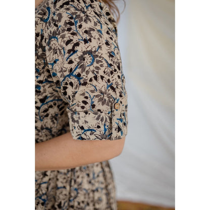 The Indian Ethnic Co. Beige Kalamkari Cotton Maxi Dress