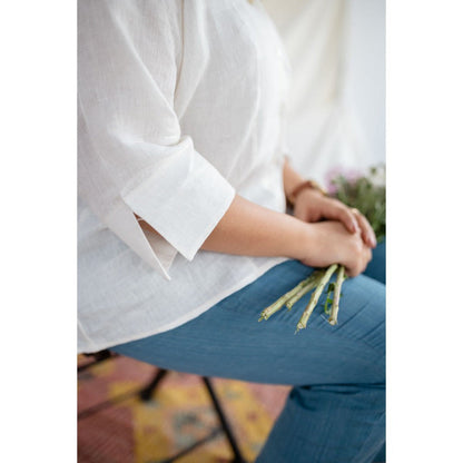 The Indian Ethnic Co. White Handwoven Linen Shirt