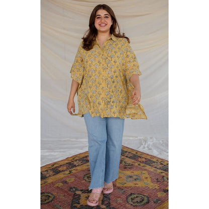 The Indian Ethnic Co. Slub Cotton Dabu Kaftan Short Tunic