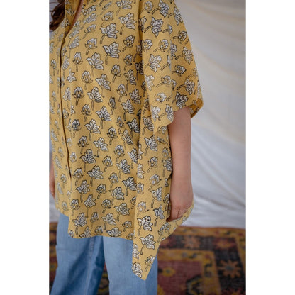 The Indian Ethnic Co. Slub Cotton Dabu Kaftan Short Tunic
