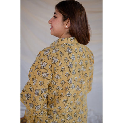 The Indian Ethnic Co. Slub Cotton Dabu Kaftan Short Tunic