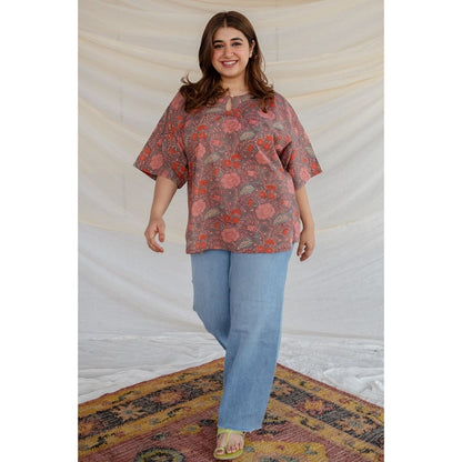 The Indian Ethnic Co. Floral Sanganeri Short Top