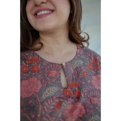 The Indian Ethnic Co. Floral Sanganeri Short Top