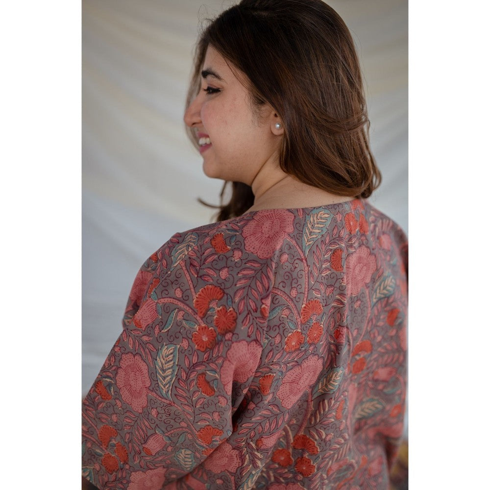 The Indian Ethnic Co. Floral Sanganeri Short Top