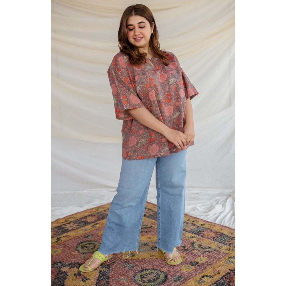 The Indian Ethnic Co. Floral Sanganeri Short Top