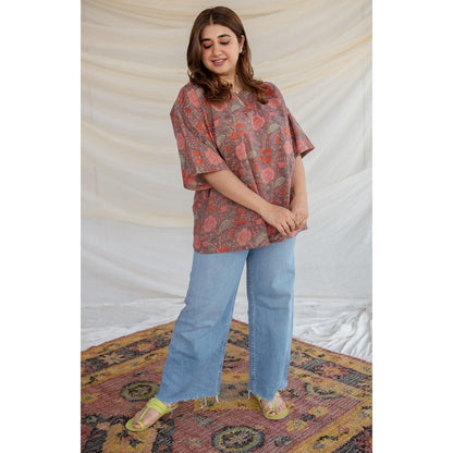 The Indian Ethnic Co. Floral Sanganeri Short Top