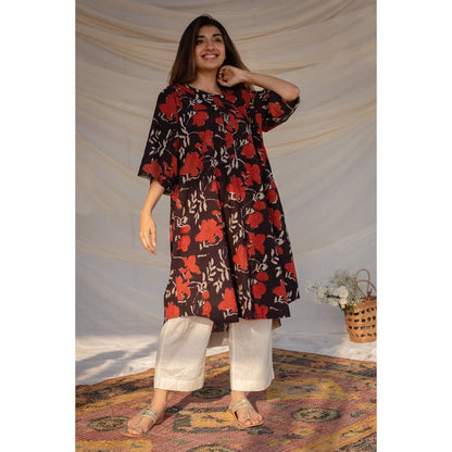 The Indian Ethnic Co. Black Jahota A-Line Kurta