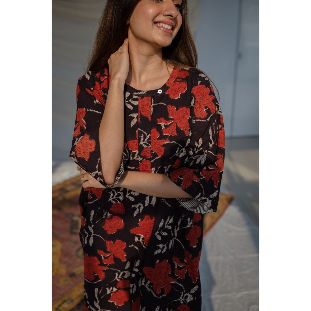 The Indian Ethnic Co. Black Jahota A-Line Kurta