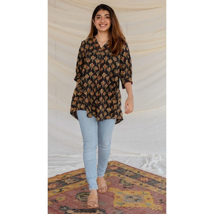 The Indian Ethnic Co. Black Jahota Cotton Short Tunic