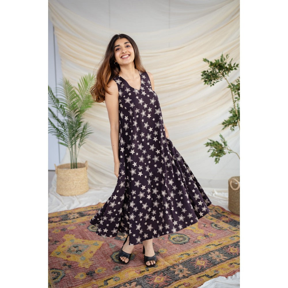 The Indian Ethnic Co. Black Ajrakh Cotton Dress