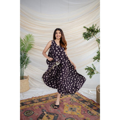 The Indian Ethnic Co. Black Ajrakh Cotton Dress