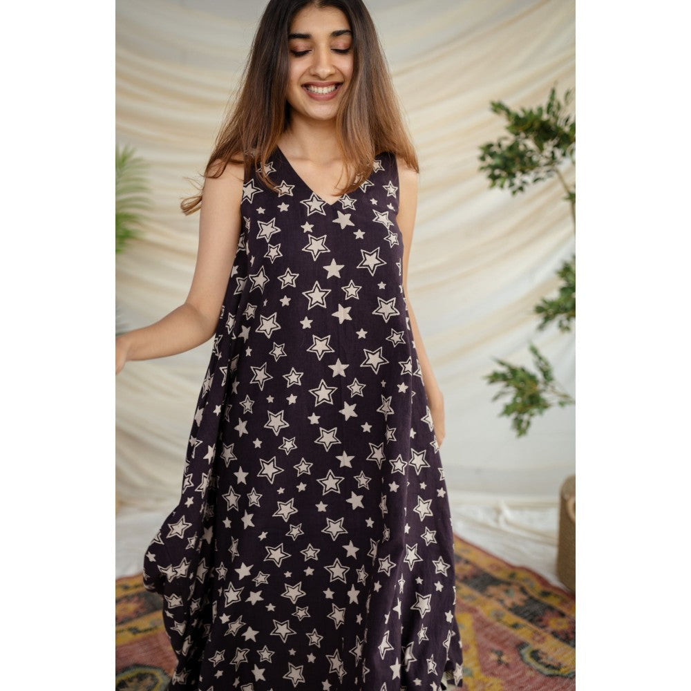 The Indian Ethnic Co. Black Ajrakh Cotton Dress