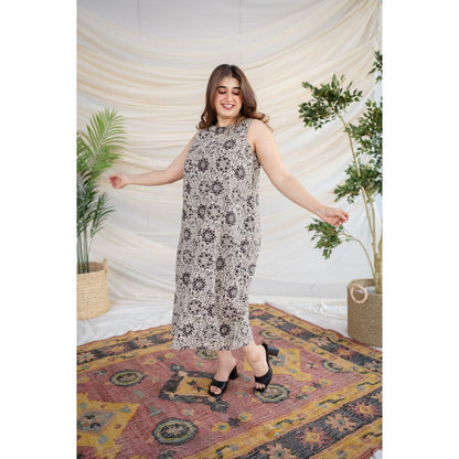The Indian Ethnic Co. Black Kalamkari Cotton Dress