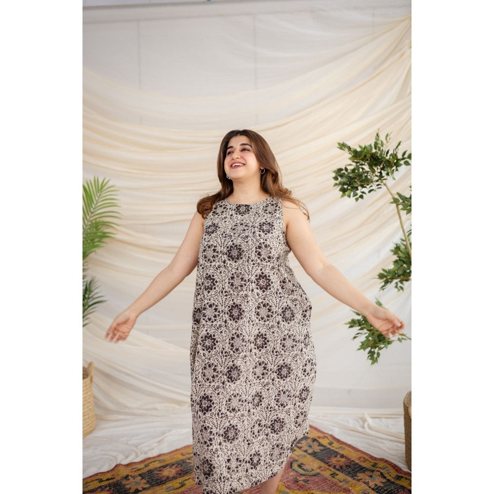 The Indian Ethnic Co. Black Kalamkari Cotton Dress