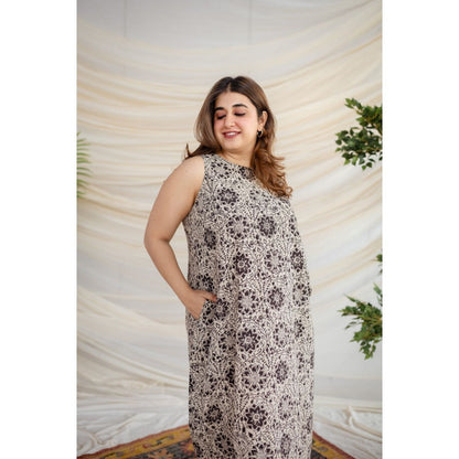 The Indian Ethnic Co. Black Kalamkari Cotton Dress