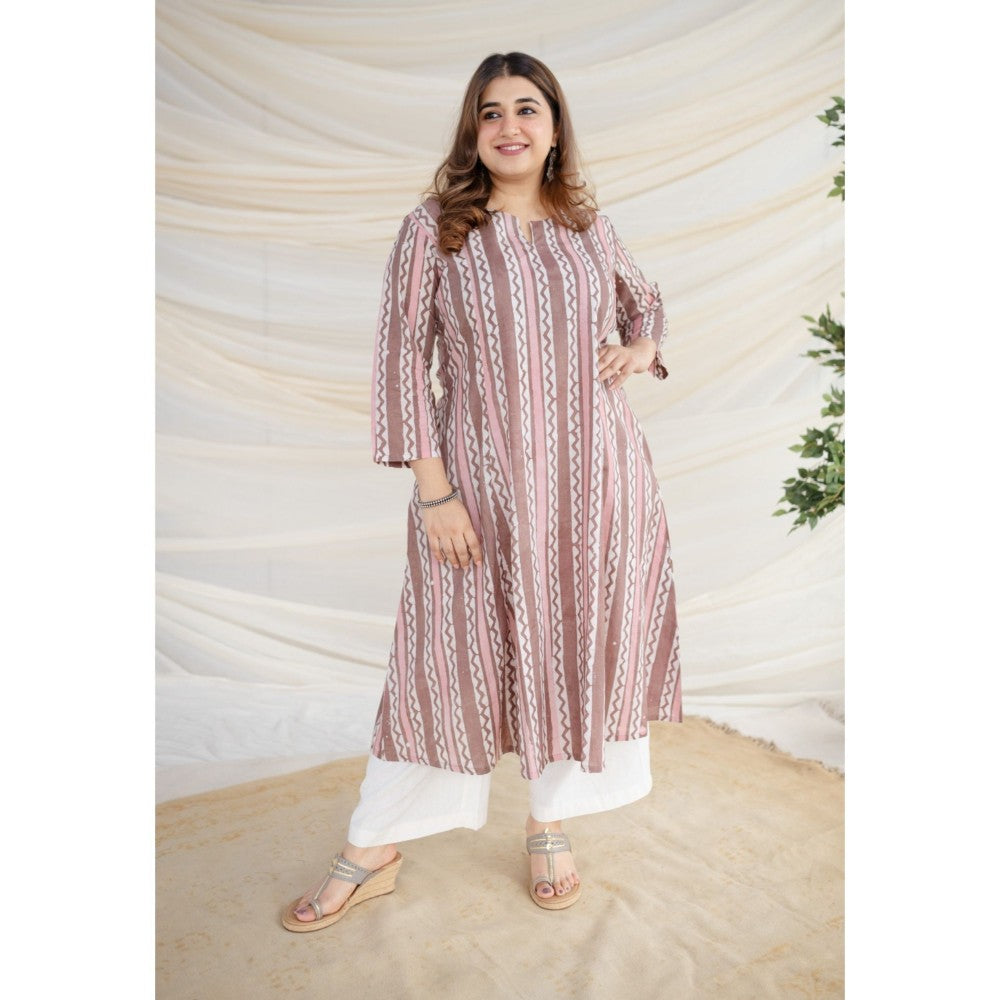 The Indian Ethnic Co. Brown Batik Kali Cotton Kurta