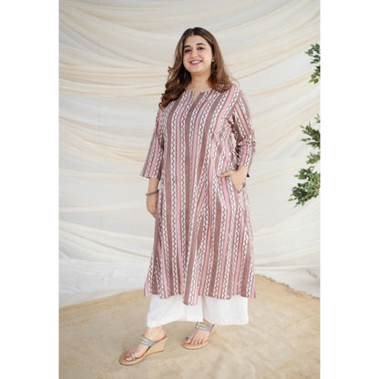 The Indian Ethnic Co. Brown Batik Kali Cotton Kurta