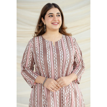 The Indian Ethnic Co. Brown Batik Kali Cotton Kurta