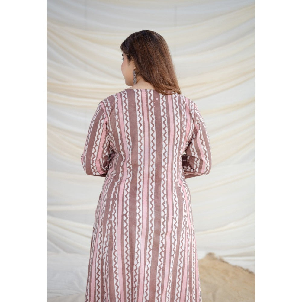 The Indian Ethnic Co. Brown Batik Kali Cotton Kurta