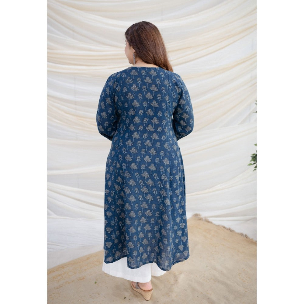 The Indian Ethnic Co. Slub Cotton Navy Blue Kali