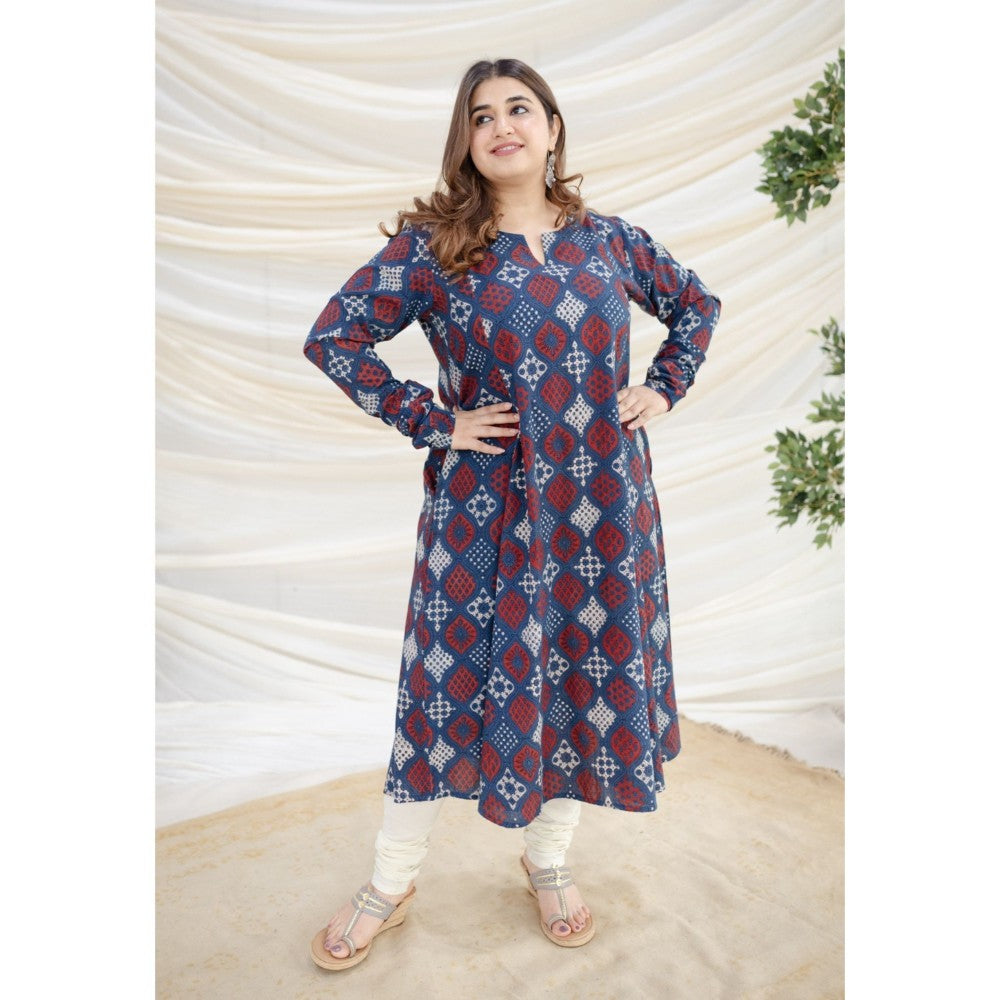 The Indian Ethnic Co. Indigo Ajrakh Kali Cotton Kurta