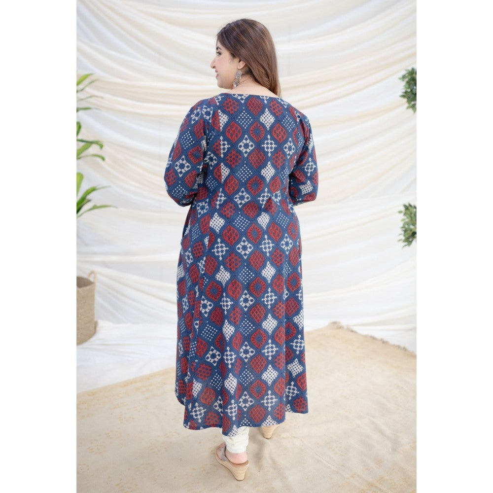 The Indian Ethnic Co. Indigo Ajrakh Kali Cotton Kurta