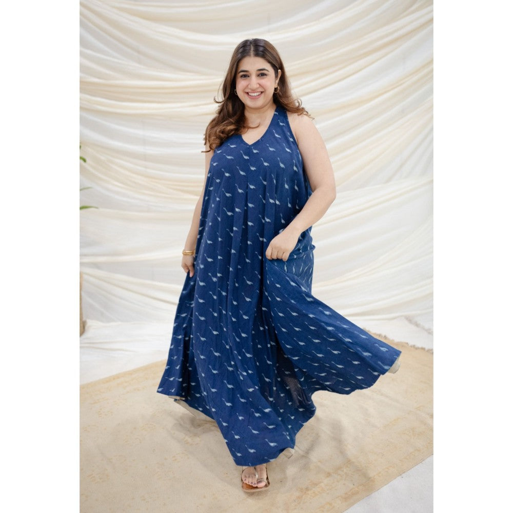 The Indian Ethnic Co. Indigo Dabu Cotton Dress