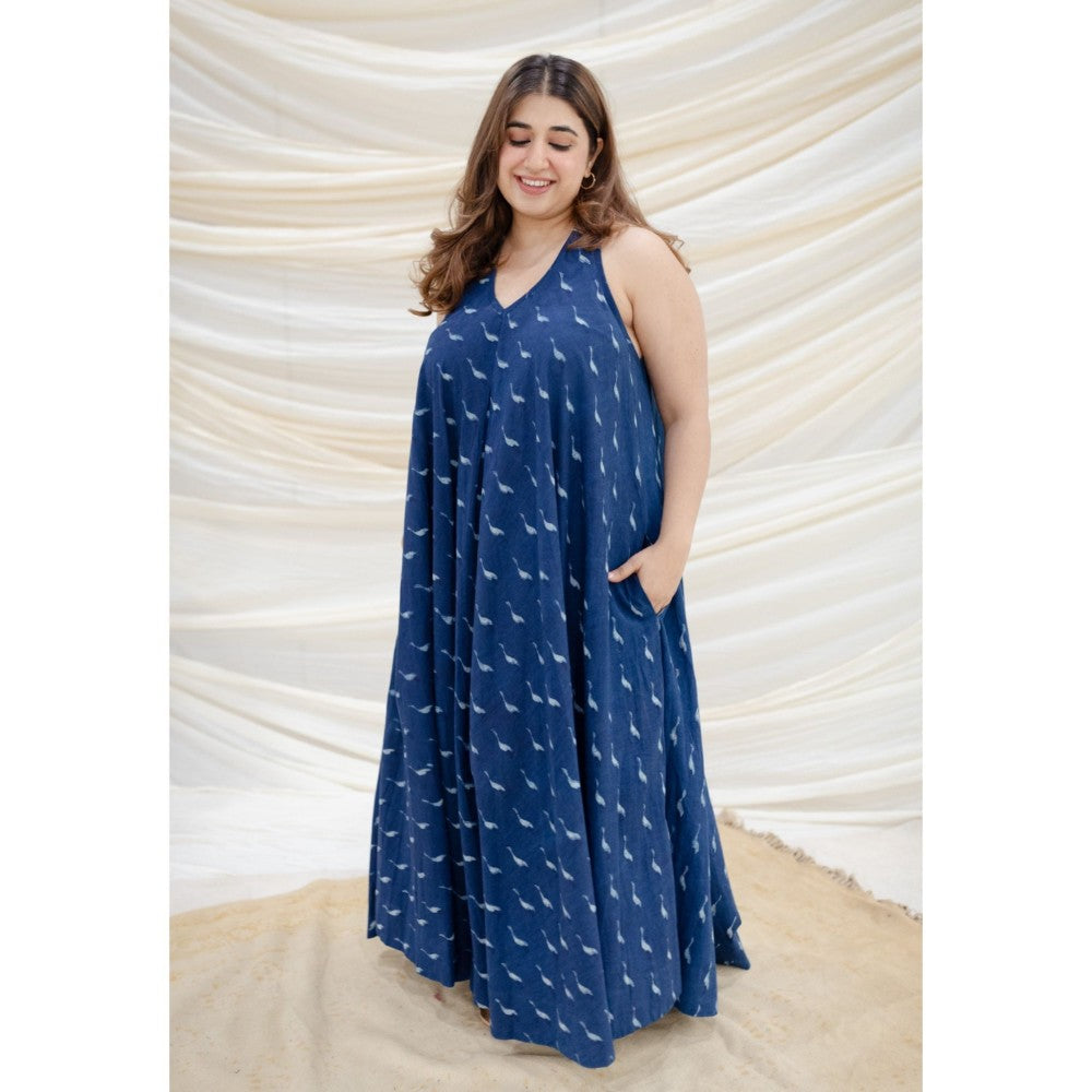 The Indian Ethnic Co. Indigo Dabu Cotton Dress