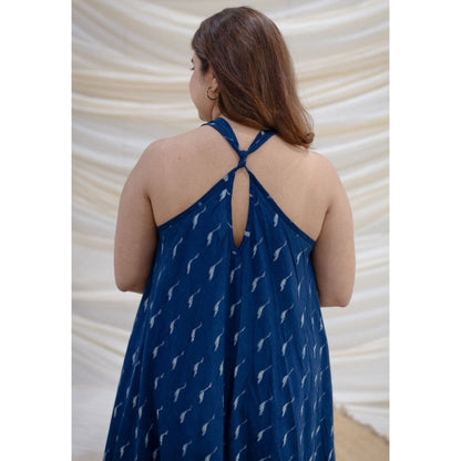 The Indian Ethnic Co. Indigo Dabu Cotton Dress