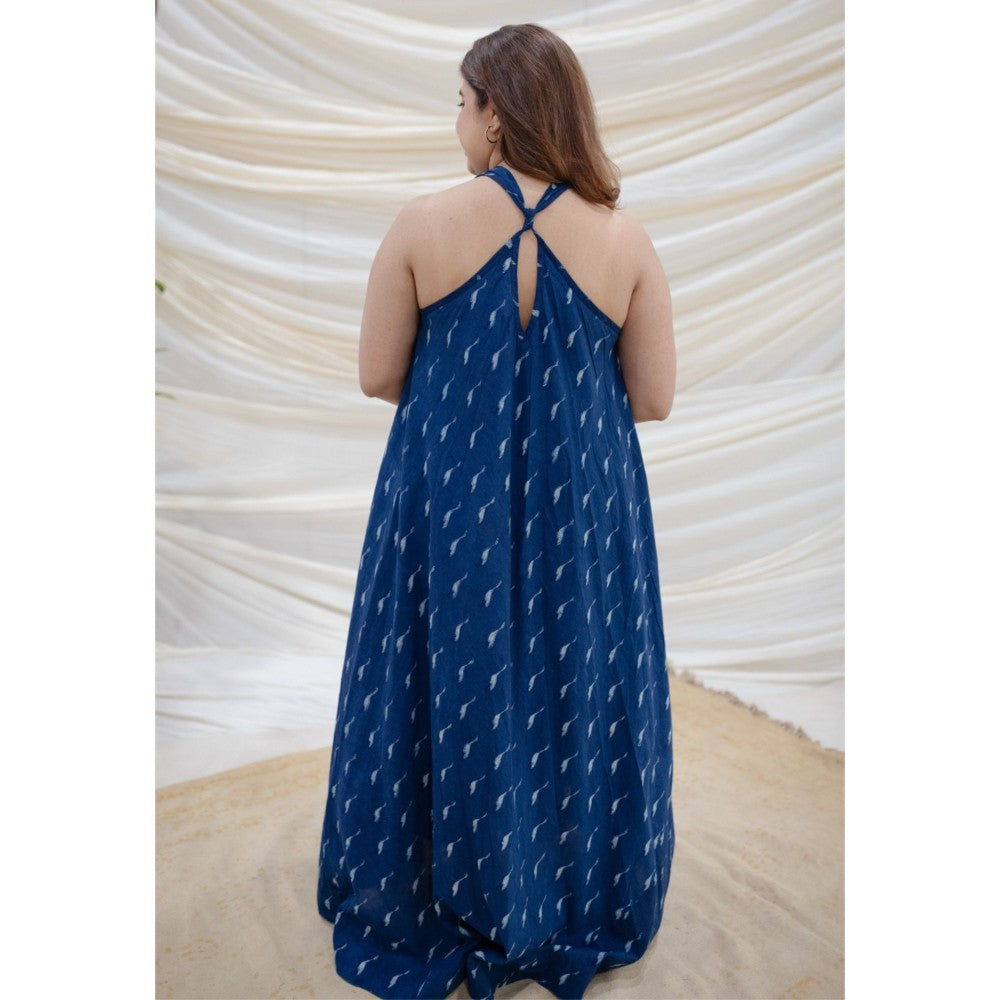 The Indian Ethnic Co. Indigo Dabu Cotton Dress