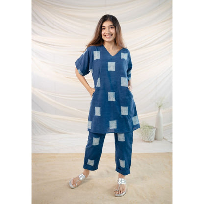 The Indian Ethnic Co. Indigo Dabu Cotton Kurta and Pant