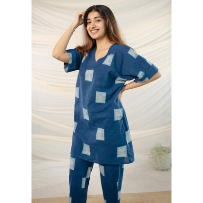 The Indian Ethnic Co. Indigo Dabu Cotton Kurta and Pant