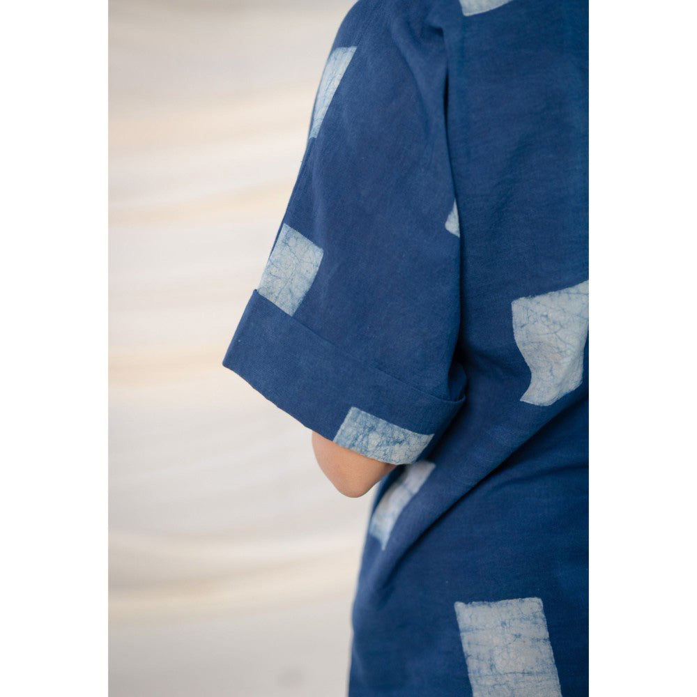 The Indian Ethnic Co. Indigo Dabu Cotton Kurta and Pant