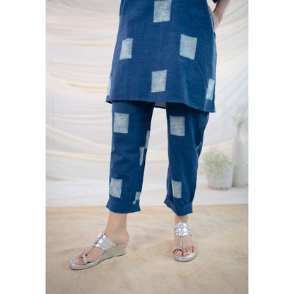 The Indian Ethnic Co. Indigo Dabu Cotton Kurta and Pant