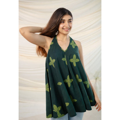 The Indian Ethnic Co. Green Dabu Cotton Top
