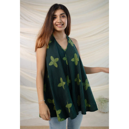 The Indian Ethnic Co. Green Dabu Cotton Top