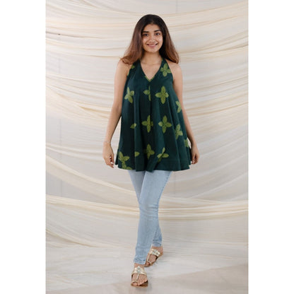 The Indian Ethnic Co. Green Dabu Cotton Top