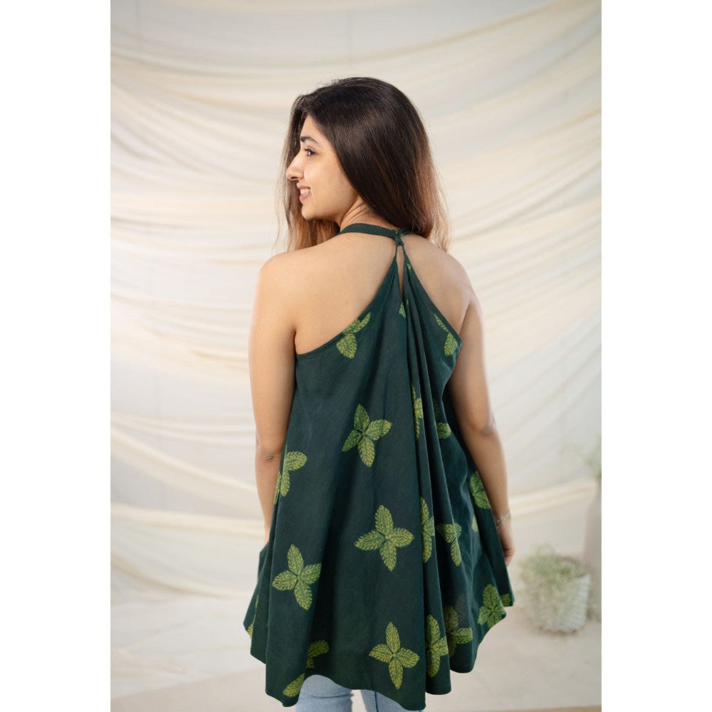 The Indian Ethnic Co. Green Dabu Cotton Top