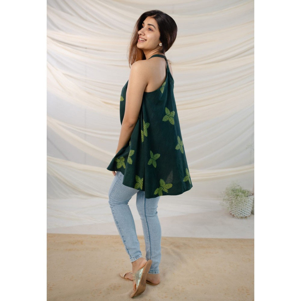 The Indian Ethnic Co. Green Dabu Cotton Top
