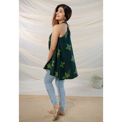The Indian Ethnic Co. Green Dabu Cotton Top